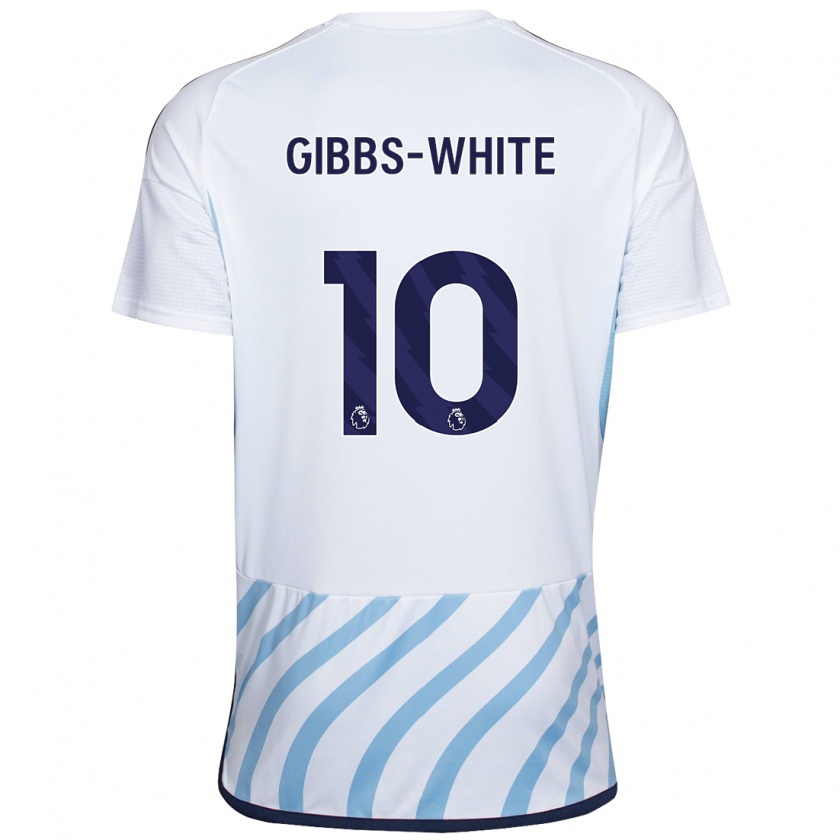 Kandiny Deti Morgan Gibbs-White #10 Biela Modrá Dresy Idegenbeli Csapatmez 2023/24 Triĭká