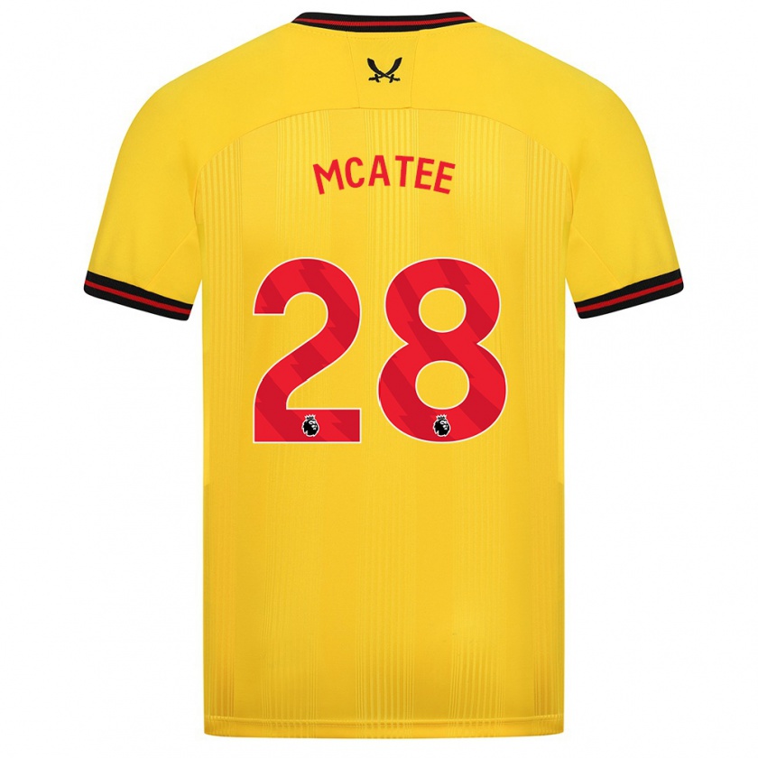 Kandiny Muži James Mcatee #28 Žltá Dresy Idegenbeli Csapatmez 2023/24 Triĭká