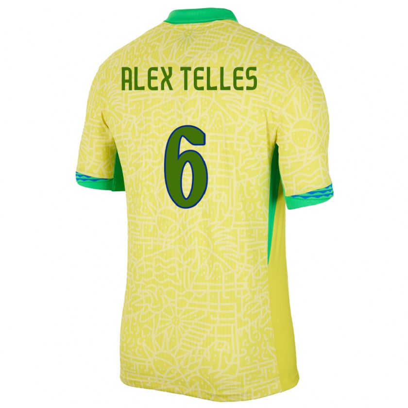 Kandiny Deti Brazília Alex Telles #6 Žltá Dresy Hazai Csapatmez 24-26 Triĭká