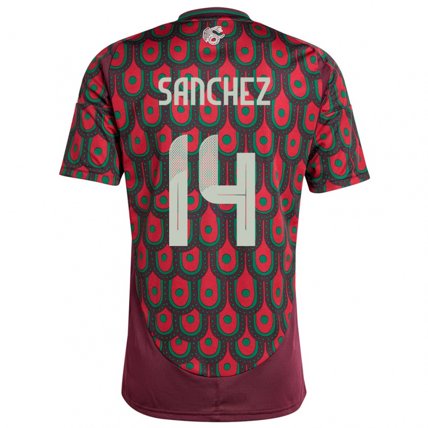 Kandiny Deti México Erick Sanchez #14 Maroon Dresy Hazai Csapatmez 24-26 Triĭká