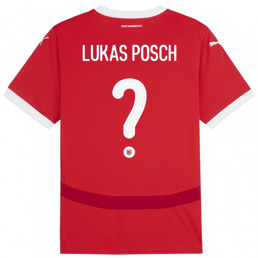 Kandiny Deti Rakúsko Lukas Posch #0 Červená Dresy Hazai Csapatmez 24-26 Triĭká