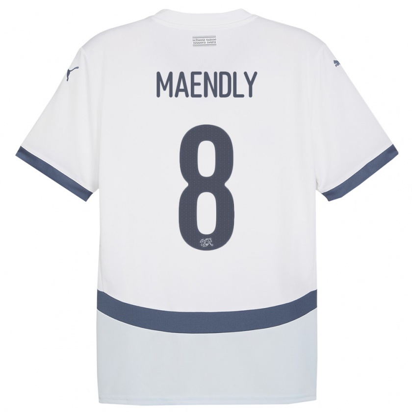 Kandiny Deti Švajčiarsko Sandy Maendly #8 Biely Dresy Idegenbeli Csapatmez 24-26 Triĭká