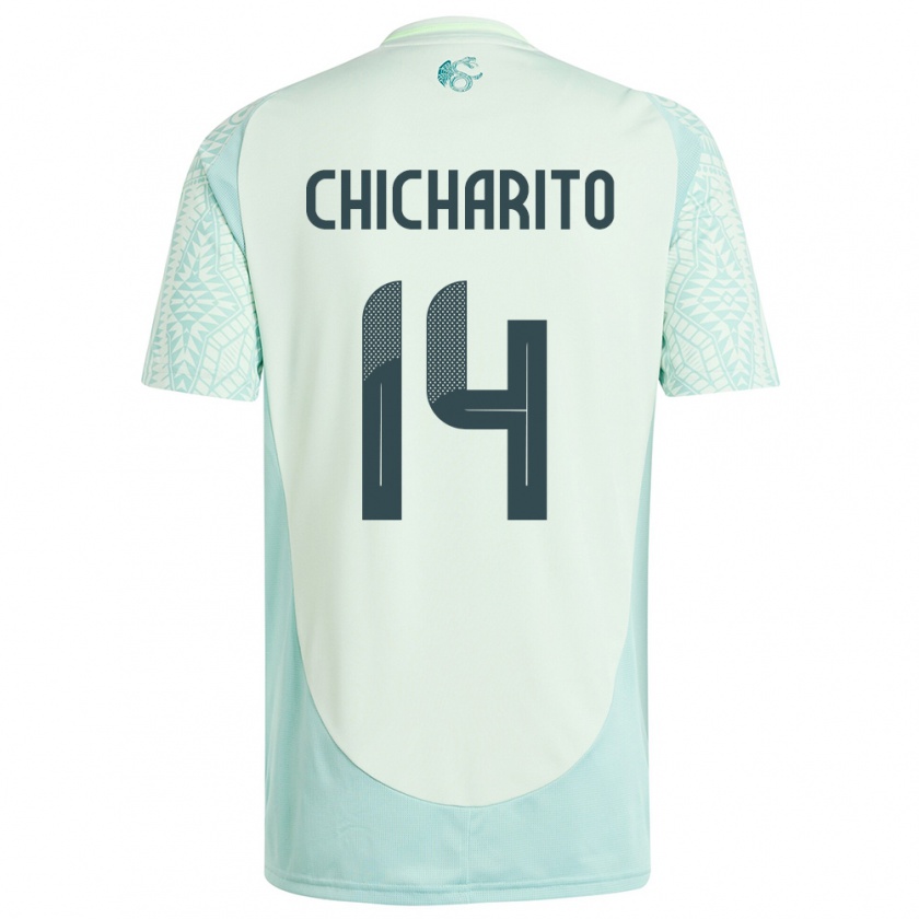 Kandiny Deti México Chicharito #14 Bielizeň Zelená Dresy Idegenbeli Csapatmez 24-26 Triĭká