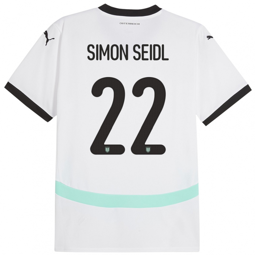 Kandiny Deti Rakúsko Simon Seidl #22 Biely Dresy Idegenbeli Csapatmez 24-26 Triĭká