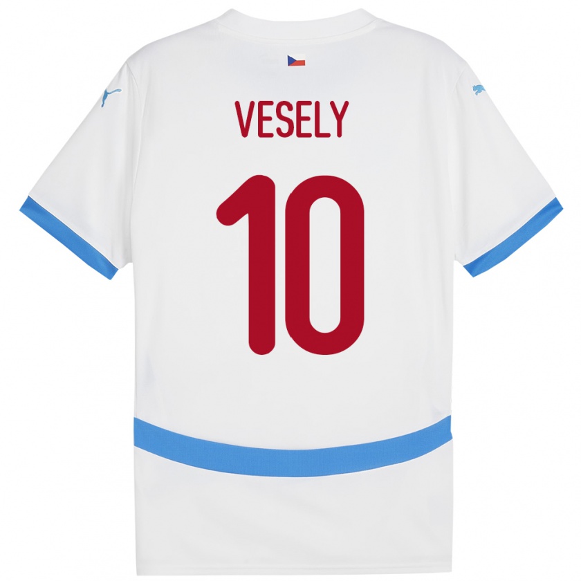 Kandiny Deti Česko David Vesely #10 Biely Dresy Idegenbeli Csapatmez 24-26 Triĭká