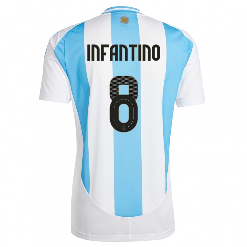 Kandiny Muži Argentína Gino Infantino #8 Biela Modrá Dresy Hazai Csapatmez 24-26 Triĭká