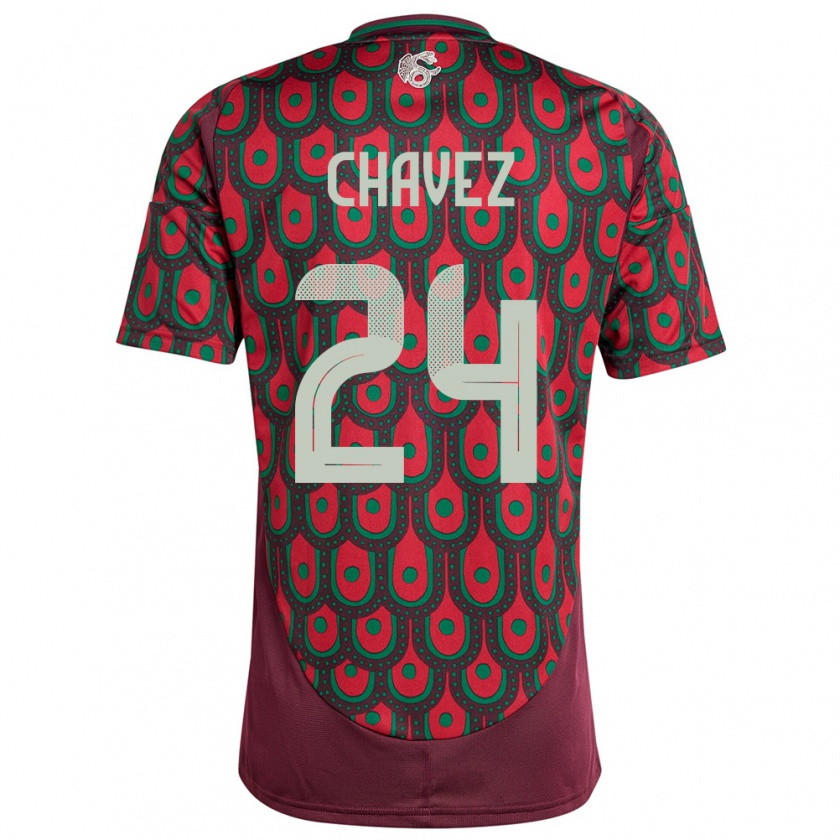 Kandiny Muži México Luis Chavez #24 Maroon Dresy Hazai Csapatmez 24-26 Triĭká