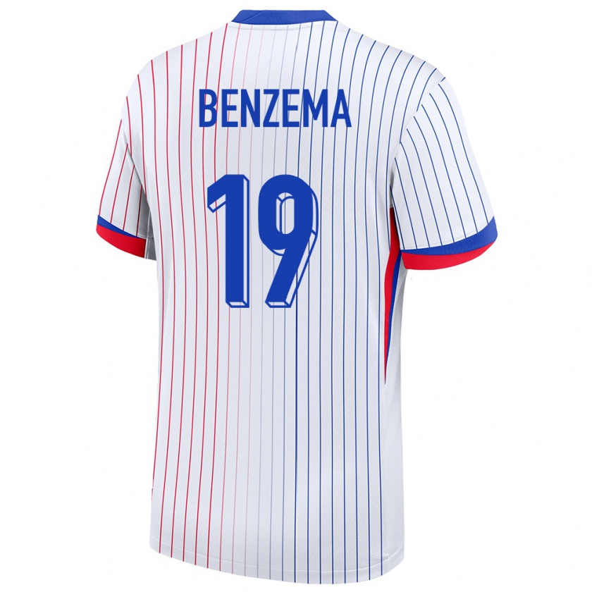 Kandiny Muži Francúzsko Karim Benzema #19 Biely Dresy Idegenbeli Csapatmez 24-26 Triĭká
