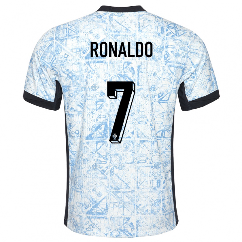 Kandiny Muži Portugalsko Cristiano Ronaldo #7 Krémovo Modrá Dresy Idegenbeli Csapatmez 24-26 Triĭká