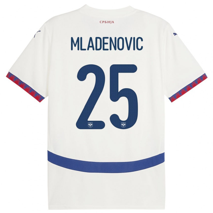 Kandiny Muži Srbsko Filip Mladenovic #25 Biely Dresy Idegenbeli Csapatmez 24-26 Triĭká