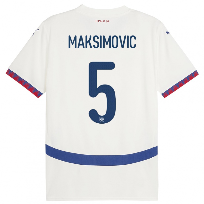 Kandiny Muži Srbsko Nemanja Maksimovic #5 Biely Dresy Idegenbeli Csapatmez 24-26 Triĭká