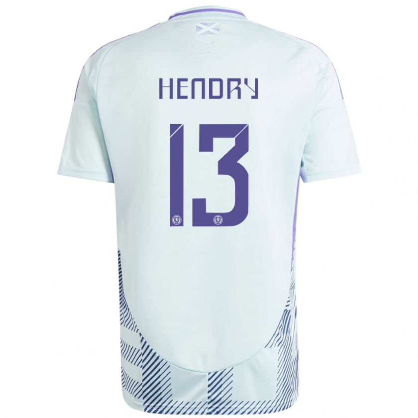 Kandiny Muži Škótsko Jack Hendry #13 Svetlo Mätovo Modrá Dresy Idegenbeli Csapatmez 24-26 Triĭká