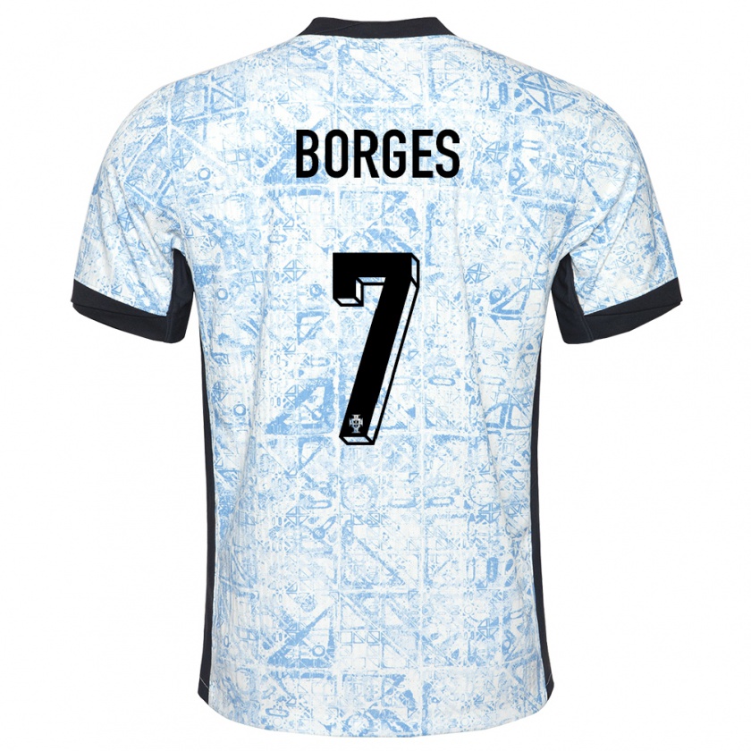 Kandiny Ženy Portugalsko Carlos Borges #7 Krémovo Modrá Dresy Idegenbeli Csapatmez 24-26 Triĭká
