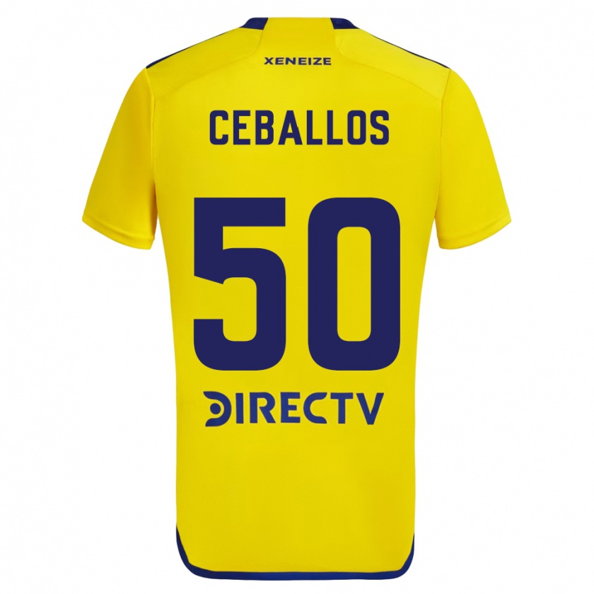 Kandiny Muži Julián Ceballos #50 Žltá Modrá Dresy Idegenbeli Csapatmez 2024/25 Triĭká