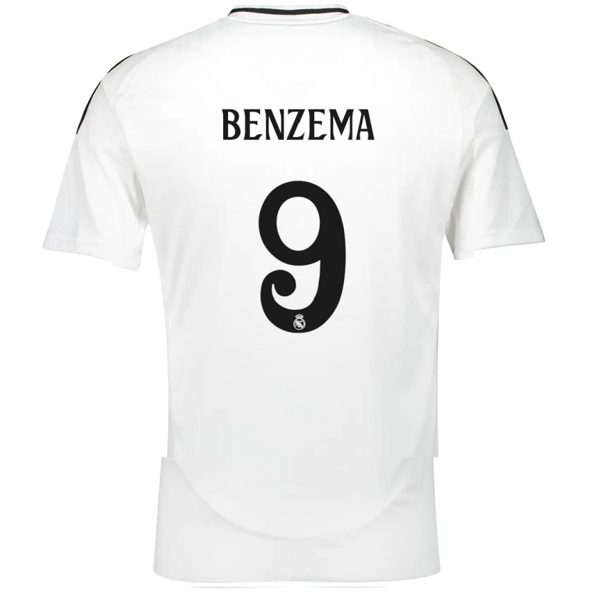 Kandiny Deti Karim Benzema #9 Biela Dresy Hazai Csapatmez 2024/25 Triĭká