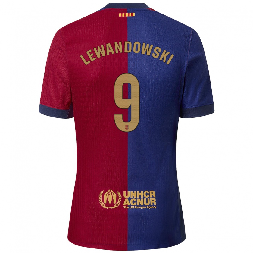 Kandiny Deti Robert Lewandowski #9 Modrá Červená Dresy Hazai Csapatmez 2024/25 Triĭká