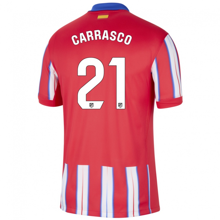 Kandiny Deti Yannick Carrasco #21 Červená Biela Modrá Dresy Hazai Csapatmez 2024/25 Triĭká