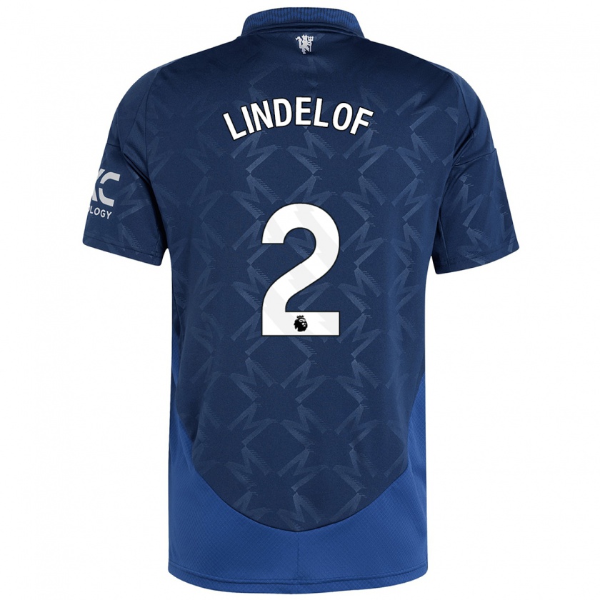 Kandiny Deti Victor Lindelöf #2 Indigo Dresy Idegenbeli Csapatmez 2024/25 Triĭká