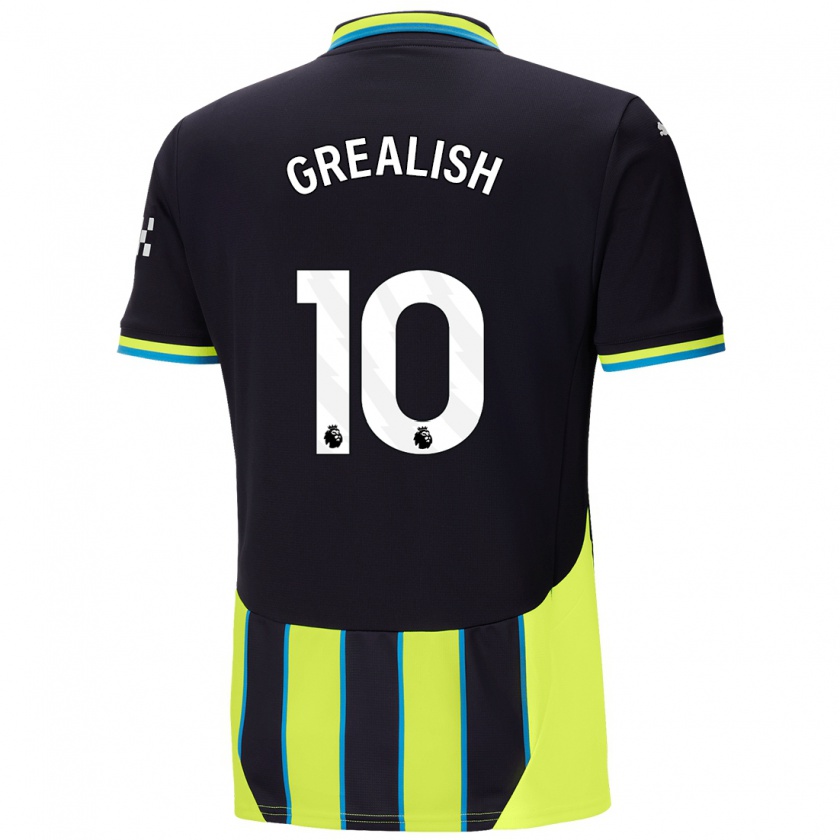 Kandiny Deti Jack Grealish #10 Modrá Žltá Dresy Idegenbeli Csapatmez 2024/25 Triĭká