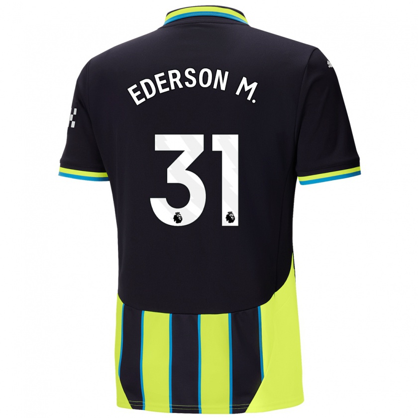 Kandiny Deti Ederson #31 Modrá Žltá Dresy Idegenbeli Csapatmez 2024/25 Triĭká