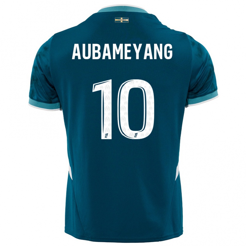 Kandiny Deti Pierre-Emerick Aubameyang #10 Tyrkysovo Modré Dresy Idegenbeli Csapatmez 2024/25 Triĭká