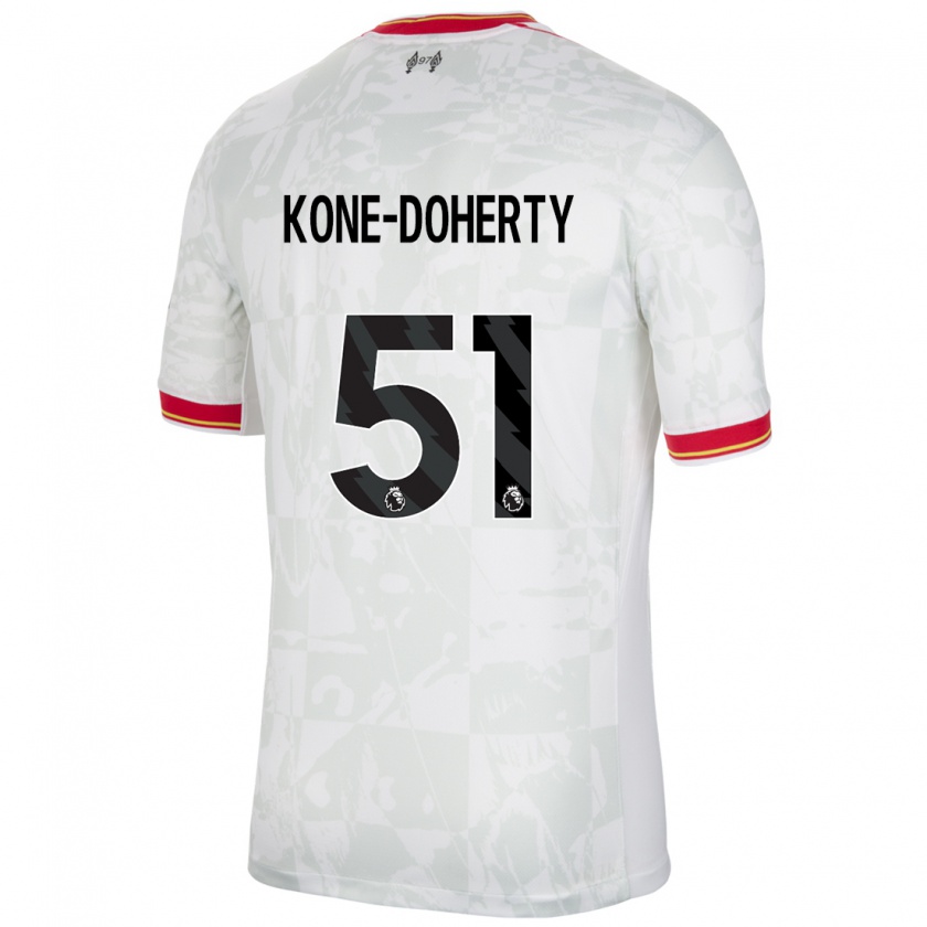 Kandiny Deti Trent Kone-Doherty #51 Biela Červená Čierna Dresy Tretia Csapatmez 2024/25 Triĭká