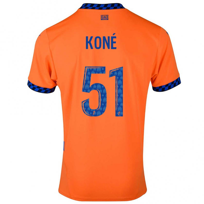 Kandiny Deti Ismaël Koné #51 Oranžová Tmavo Modrá Dresy Tretia Csapatmez 2024/25 Triĭká