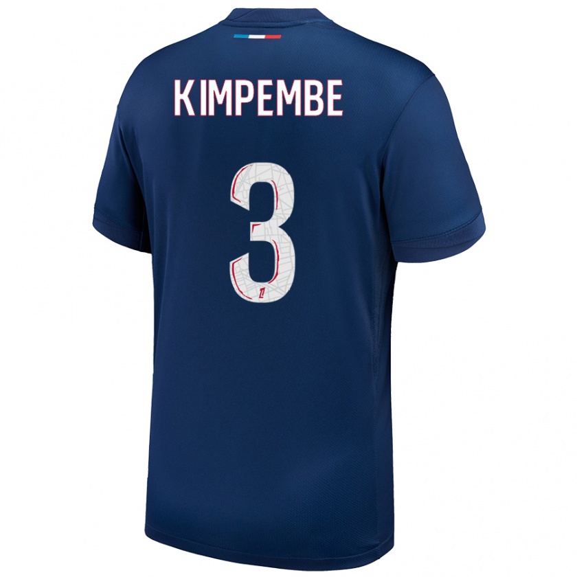 Kandiny Muži Presnel Kimpembe #3 Námornícka Modrá Biela Dresy Hazai Csapatmez 2024/25 Triĭká