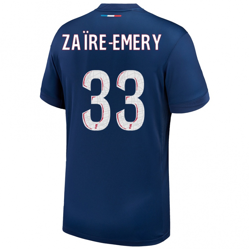 Kandiny Muži Warren Zaïre-Emery #33 Námornícka Modrá Biela Dresy Hazai Csapatmez 2024/25 Triĭká