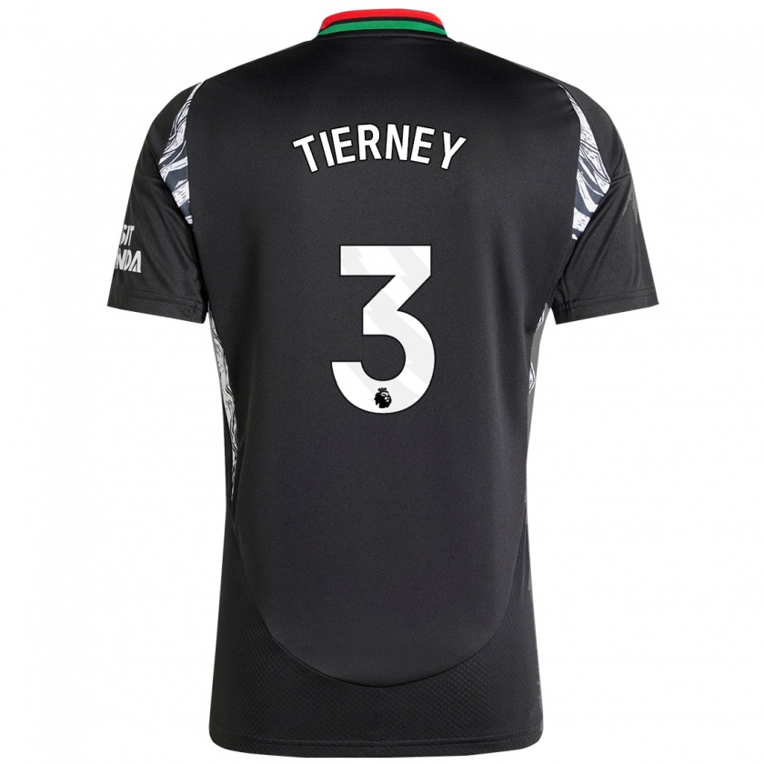 Kandiny Muži Kieran Tierney #3 Čierna Dresy Idegenbeli Csapatmez 2024/25 Triĭká