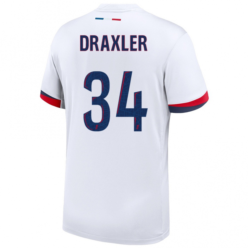 Kandiny Muži Julian Draxler #34 Biela Modrá Červená Dresy Idegenbeli Csapatmez 2024/25 Triĭká