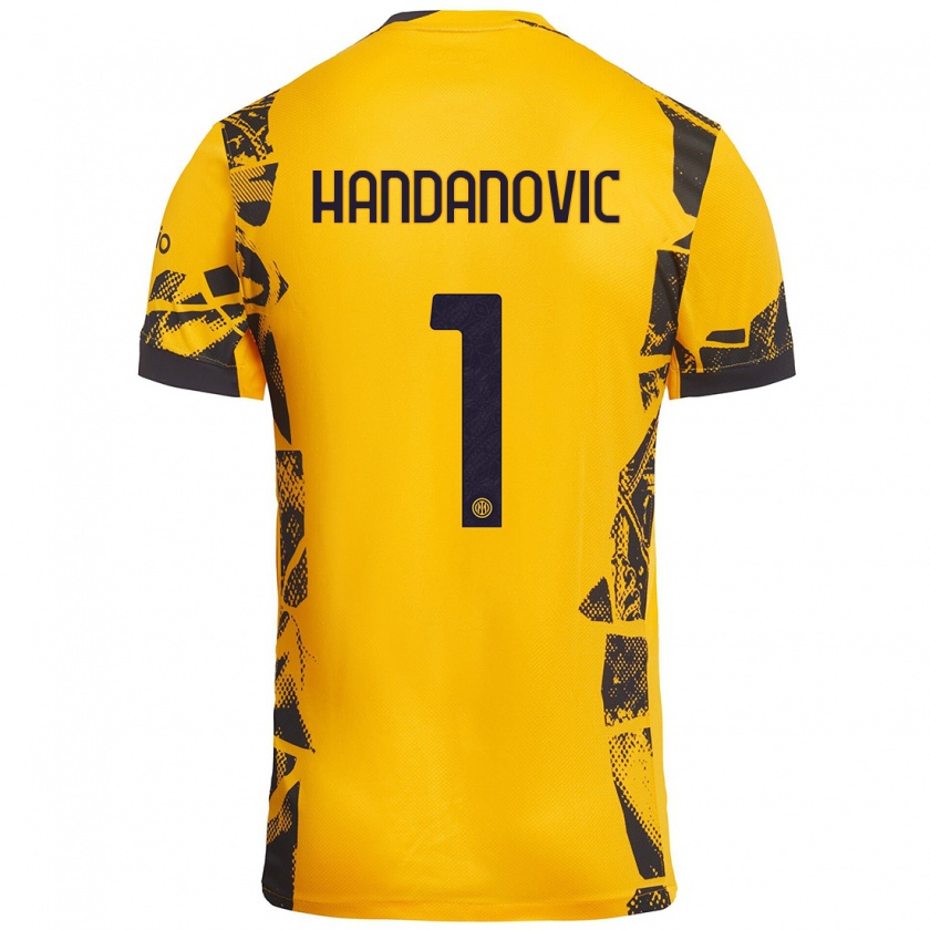 Kandiny Muži Samir Handanovic #1 Zlato Čierna Dresy Tretia Csapatmez 2024/25 Triĭká