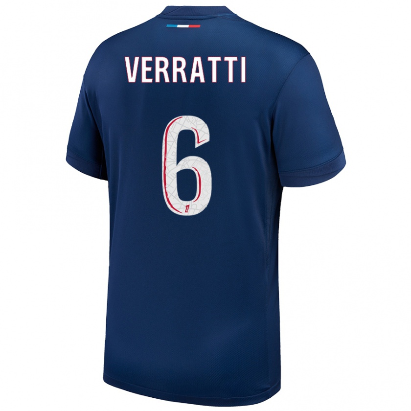 Kandiny Ženy Marco Verratti #6 Námornícka Modrá Biela Dresy Hazai Csapatmez 2024/25 Triĭká