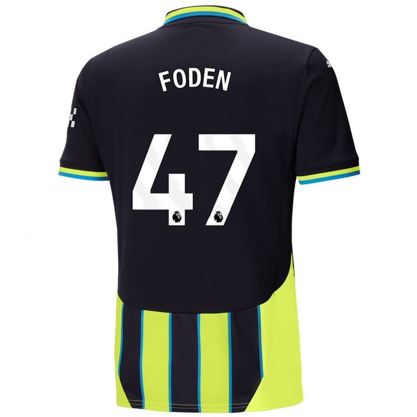 Kandiny Ženy Phil Foden #47 Modrá Žltá Dresy Idegenbeli Csapatmez 2024/25 Triĭká