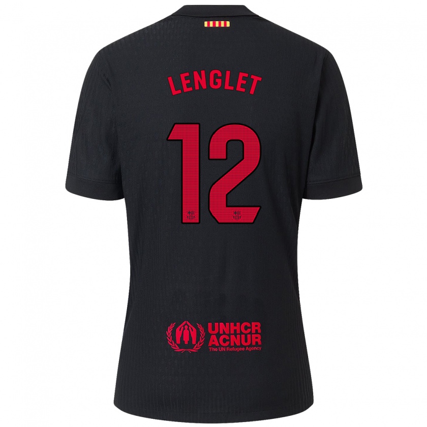 Kandiny Ženy Clément Lenglet #12 Čierna Červená Dresy Idegenbeli Csapatmez 2024/25 Triĭká