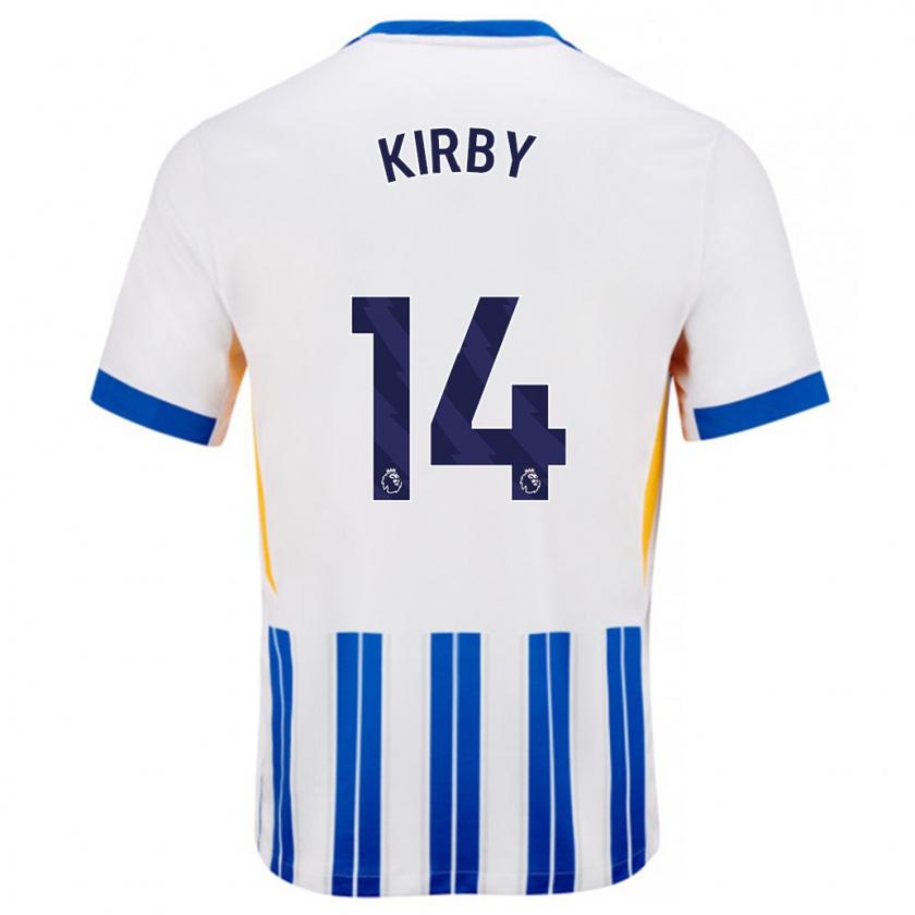 Kandiny Deti Fran Kirby #14 Biele Modré Prúžky Dresy Hazai Csapatmez 2024/25 Triĭká