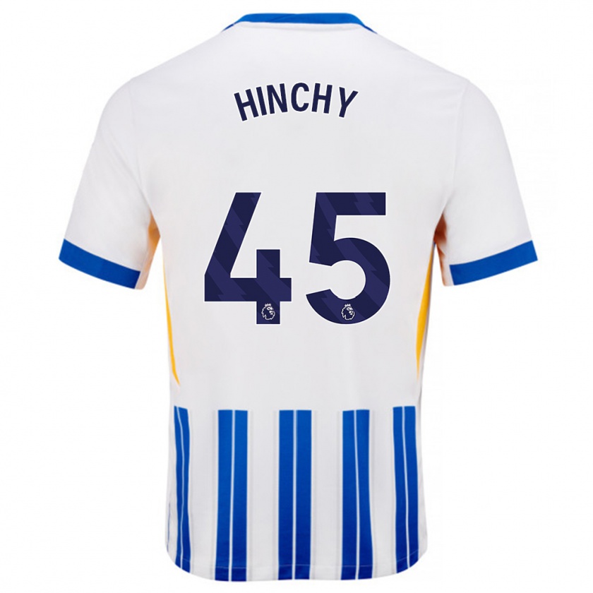 Kandiny Deti Jack Hinchy #45 Biele Modré Prúžky Dresy Hazai Csapatmez 2024/25 Triĭká