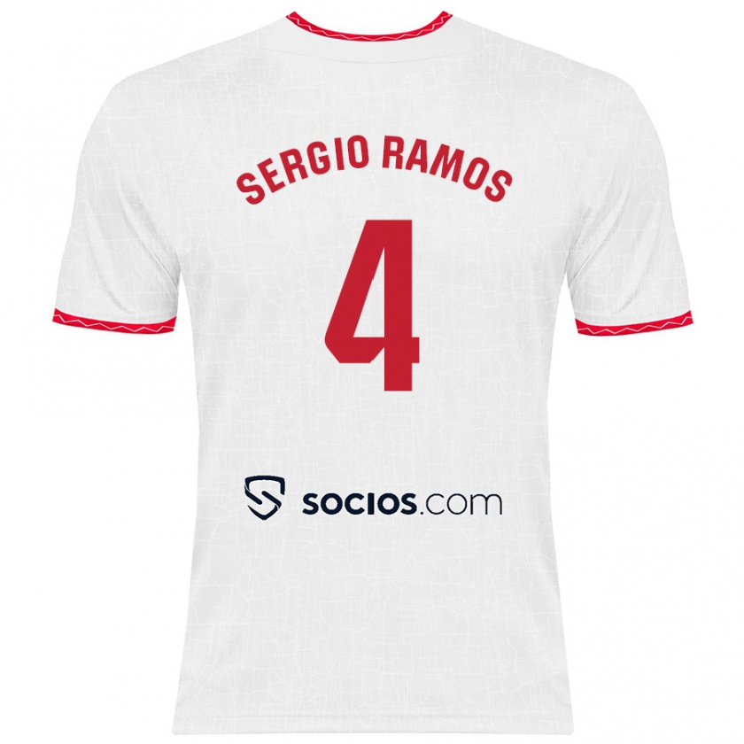 Kandiny Deti Sergio Ramos #4 Biela Červená Dresy Hazai Csapatmez 2024/25 Triĭká