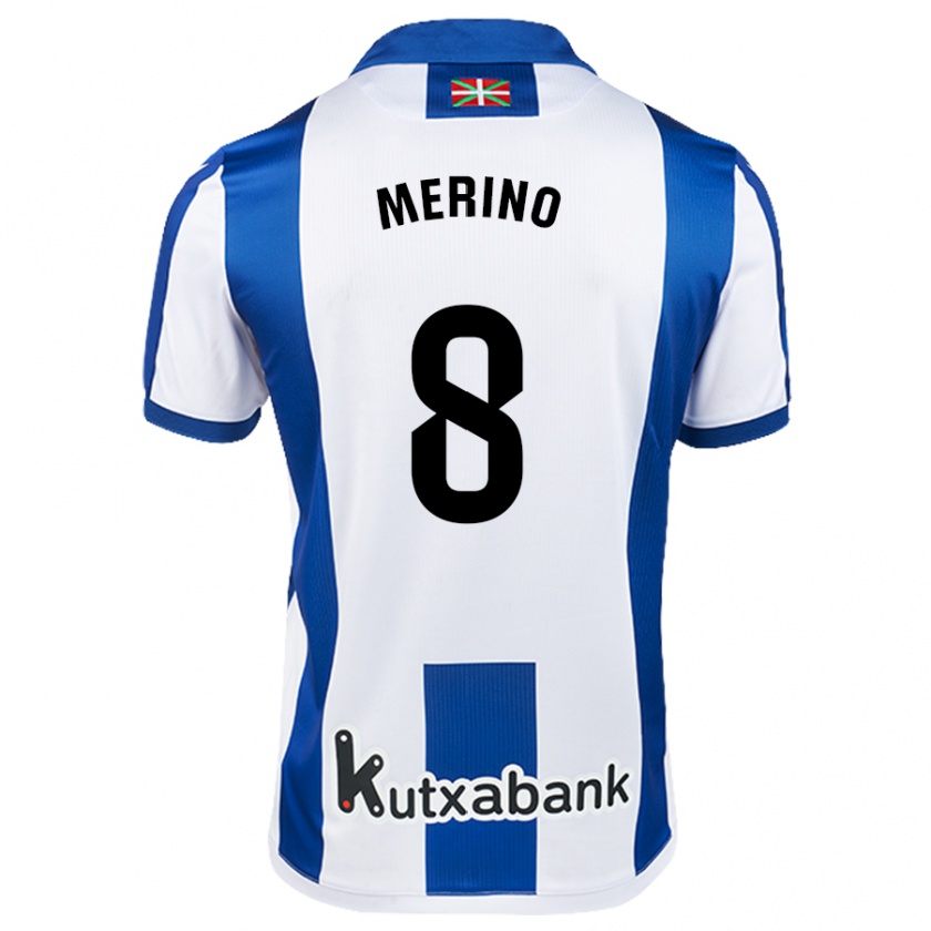 Kandiny Deti Mikel Merino #8 Biela Modrá Dresy Hazai Csapatmez 2024/25 Triĭká