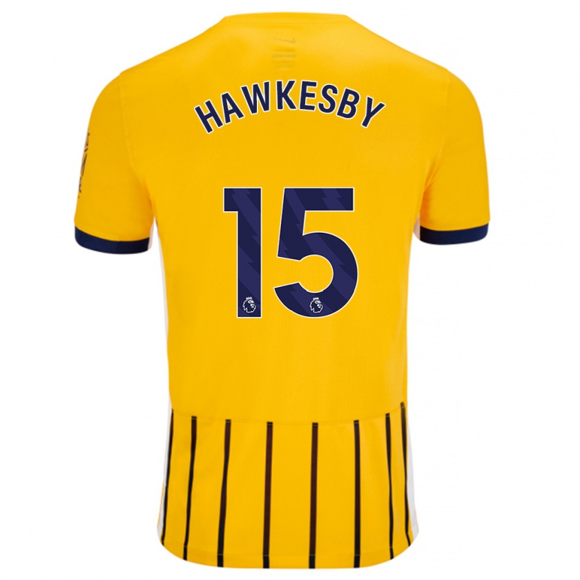 Kandiny Deti Mackenzie Hawkesby #15 Zlatomodré Prúžky Dresy Idegenbeli Csapatmez 2024/25 Triĭká