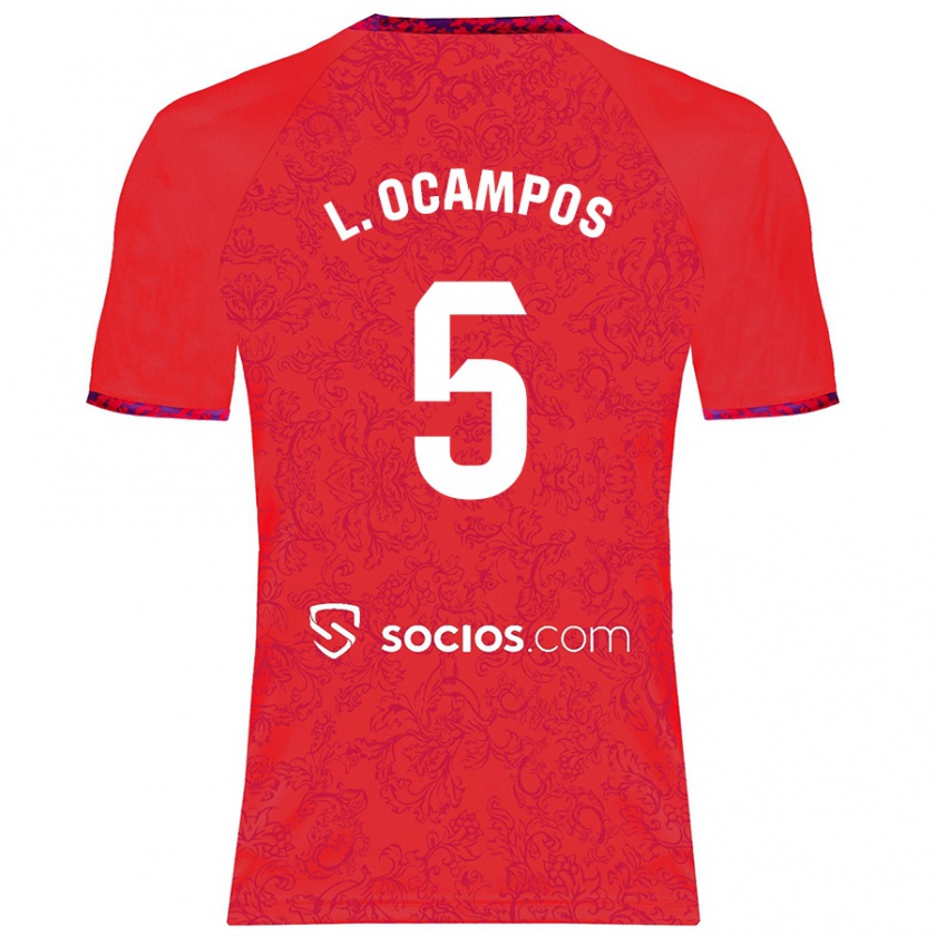 Kandiny Deti Lucas Ocampos #5 Červená Dresy Idegenbeli Csapatmez 2024/25 Triĭká