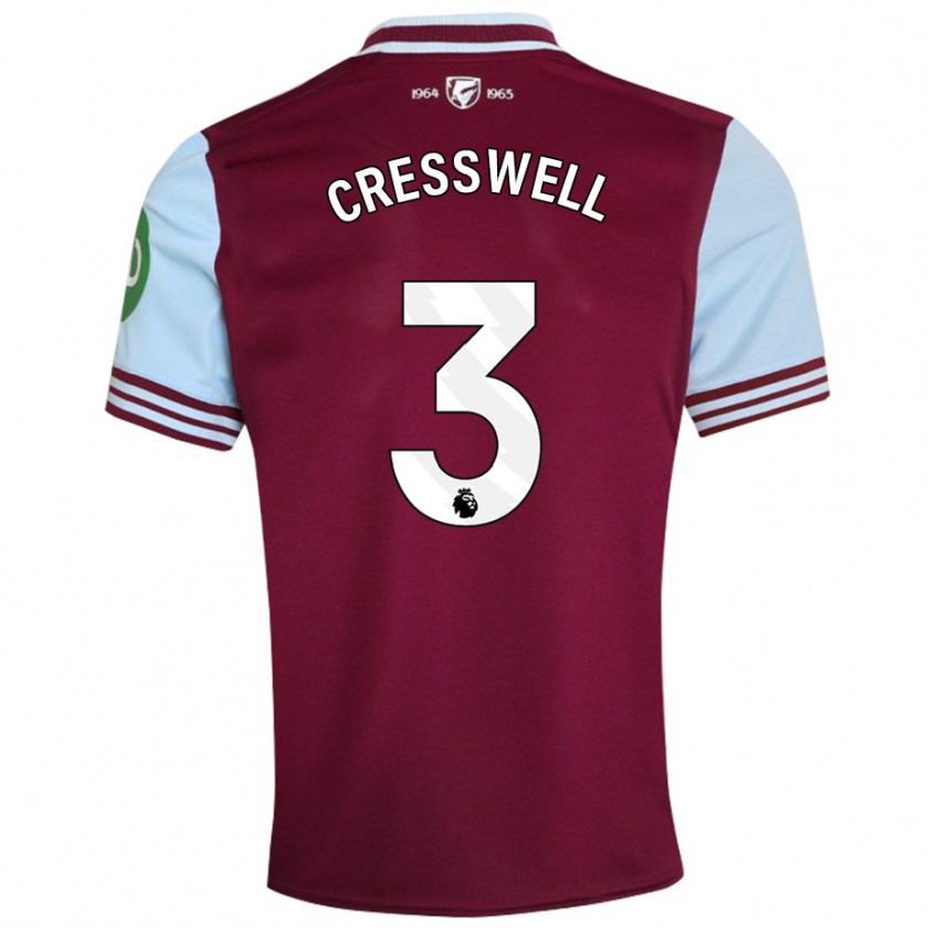 Kandiny Muži Aaron Cresswell #3 Tmavo Červená Dresy Hazai Csapatmez 2024/25 Triĭká