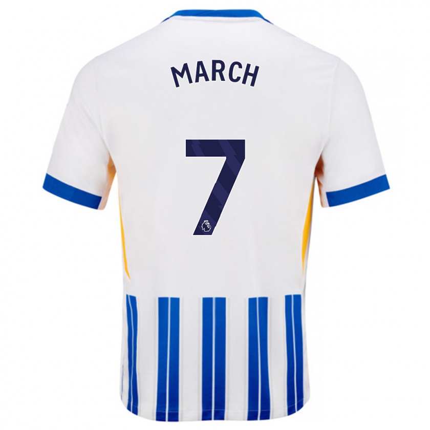 Kandiny Muži Solly March #7 Biele Modré Prúžky Dresy Hazai Csapatmez 2024/25 Triĭká