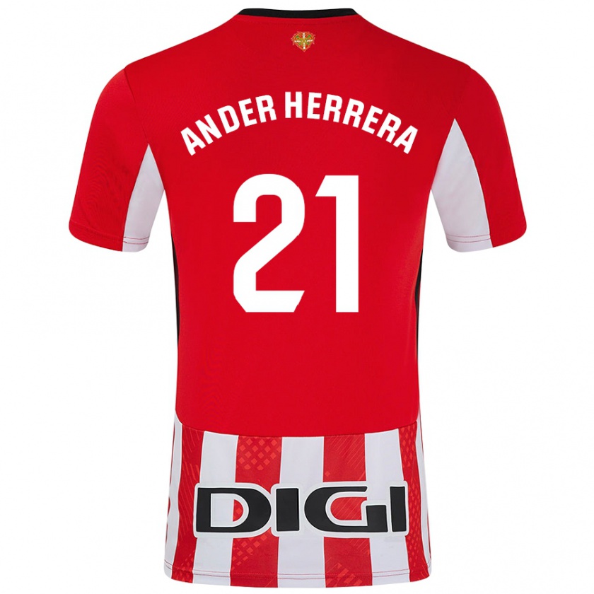 Kandiny Ženy Ander Herrera #21 Červená Biela Dresy Hazai Csapatmez 2024/25 Triĭká