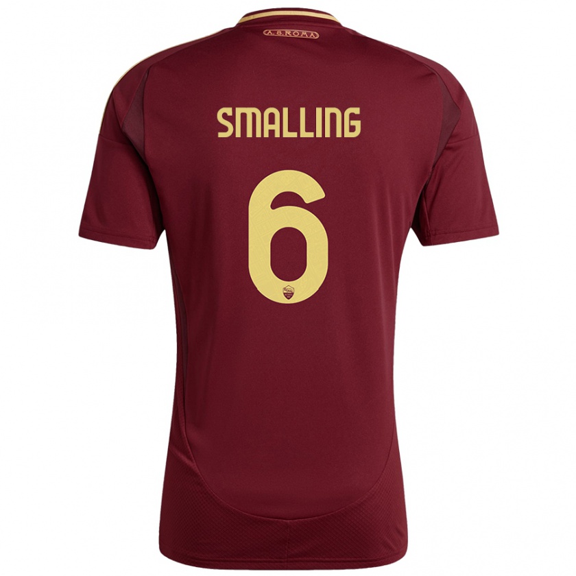 Kandiny Deti Chris Smalling #6 Červené Hnedé Zlato Dresy Hazai Csapatmez 2024/25 Triĭká