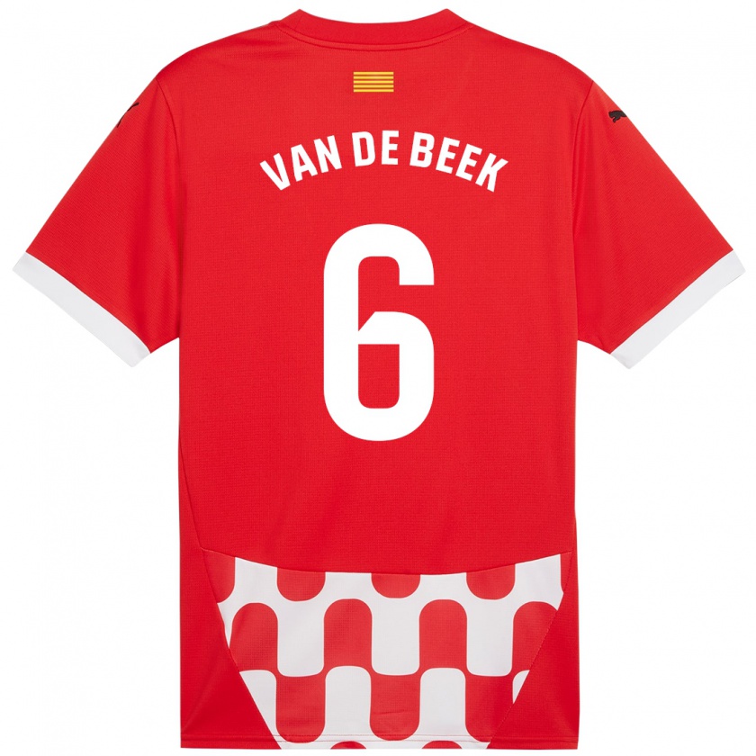 Kandiny Deti Donny Van De Beek #6 Červená Biela Dresy Hazai Csapatmez 2024/25 Triĭká