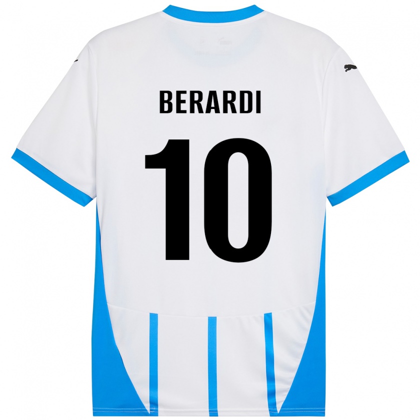 Kandiny Deti Domenico Berardi #10 Biela Modrá Dresy Idegenbeli Csapatmez 2024/25 Triĭká