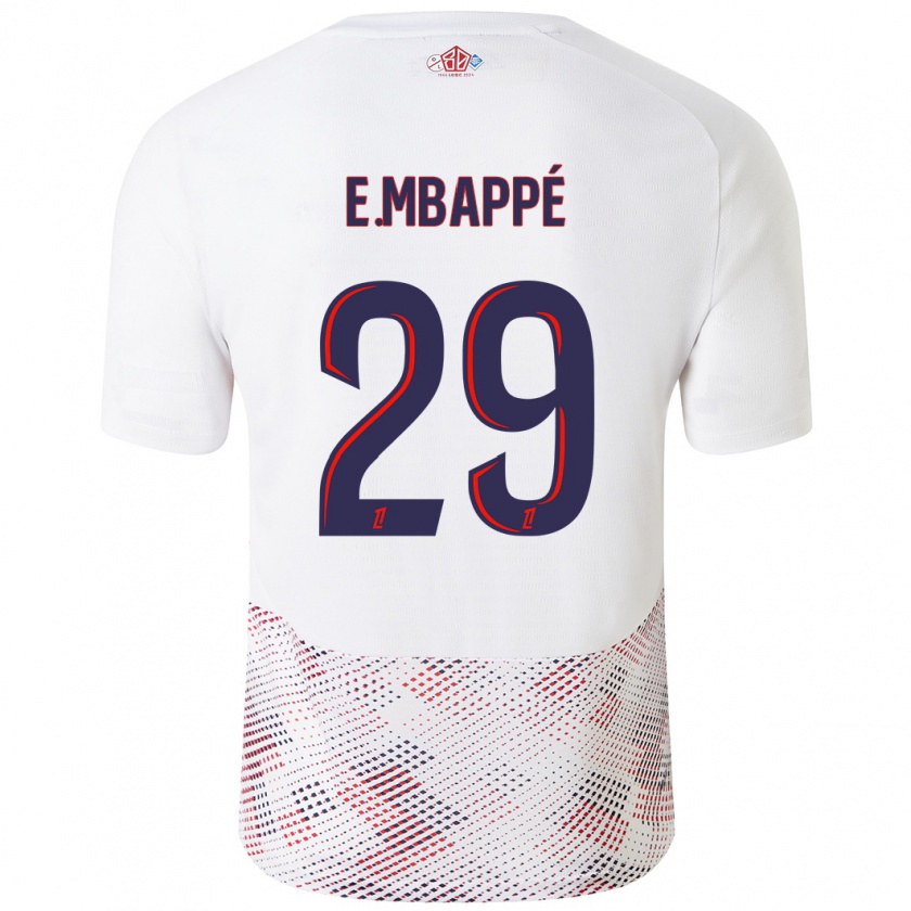 Kandiny Deti Ethan Mbappé #29 Biela Kráľovská Modrá Dresy Idegenbeli Csapatmez 2024/25 Triĭká