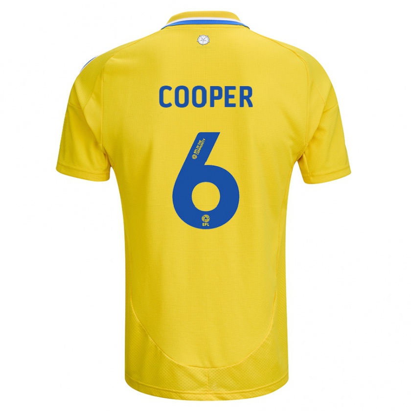 Kandiny Deti Liam Cooper #6 Žltá Modrá Dresy Idegenbeli Csapatmez 2024/25 Triĭká