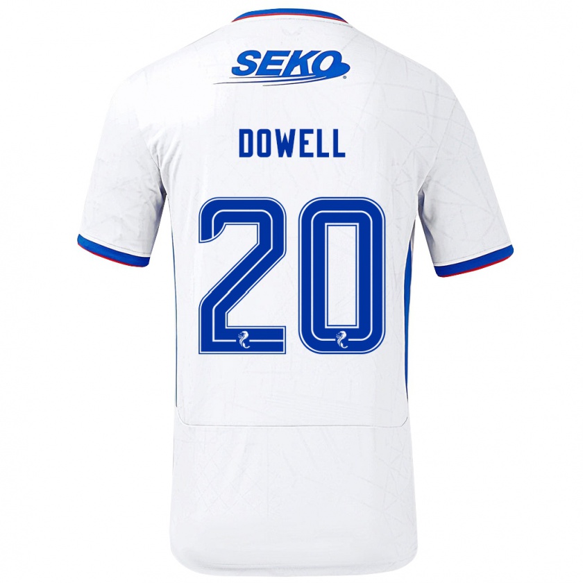 Kandiny Deti Kieran Dowell #20 Biela Modrá Dresy Idegenbeli Csapatmez 2024/25 Triĭká